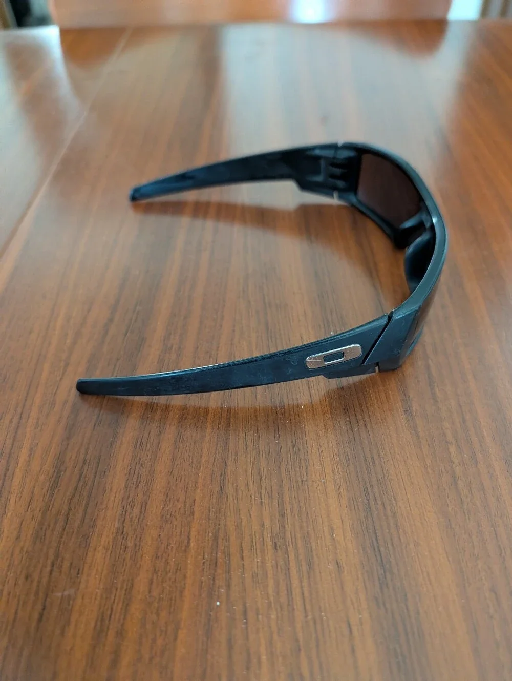 Oakley Black Wraparound Gascan Sunglasses with Silver Logo Pre Owned